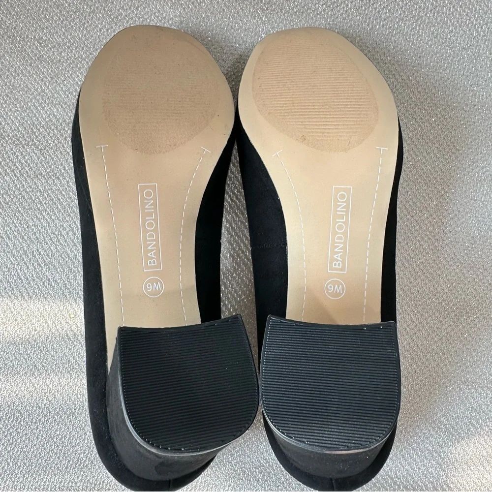 Bandolino Cooler Black Suede Platform Block Heel Pumps Size 9